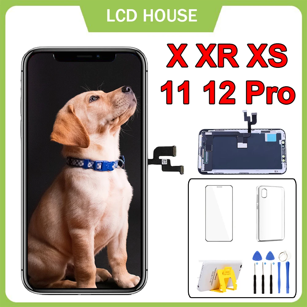 

Display For iPhone X XR XS Max 11 12 13 Pro Max LCD Screen Touch Digitizer Assembly Replacement INCELL OLED Pantalla with Tools