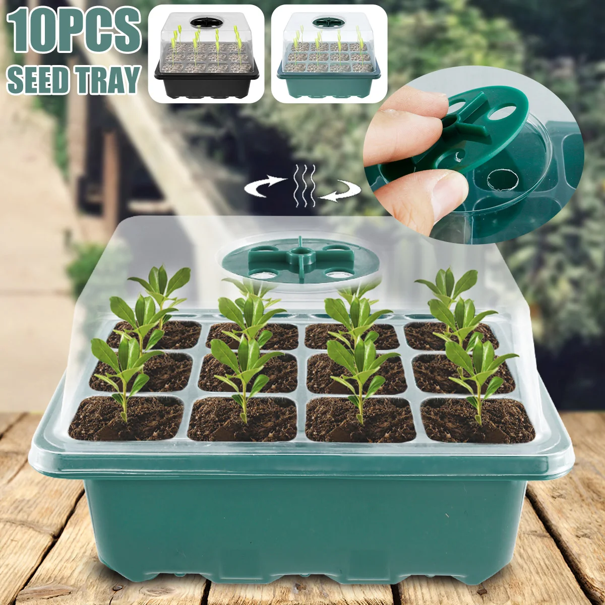 Seedling Starter Kit ABS 10Pcs 12 Holes Seed Starter Tray Kit with Adjustable Vents Multifunctional Seed Propagator Set with
Seedling Starter Kit ABS 10Pcs 12 Holes Seed Starter Tray Kit with Adjustable Vents Multifunctional Seed Propagator Set with