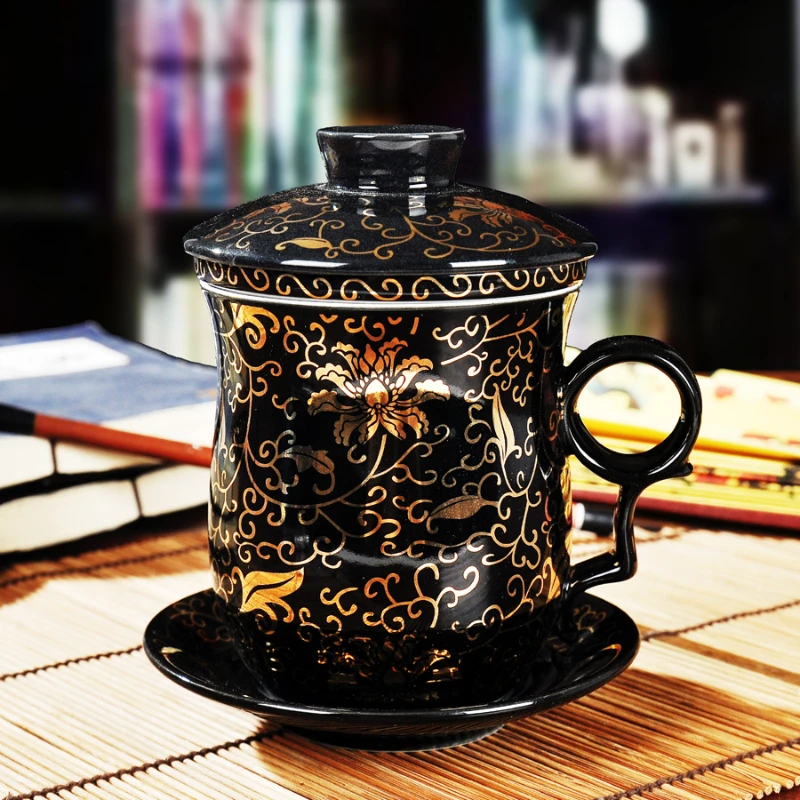 Luxury Teacup Ceramic with Lid Filter Tea Separation Ceramic Cups Four Pieces Set Office Boss Cups
Luxury Teacup Ceramic with Lid Filter Tea Separation Ceramic Cups Four Pieces Set Office Boss Cups