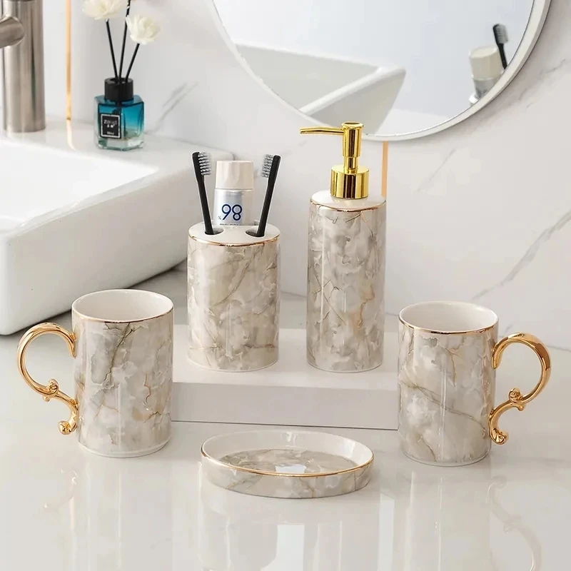Bathroom Accessories Set Ceramic Liquid Soap Dispenser Toothbrush Rack Gargle Cup Wedding Gift
Bathroom Accessories Set Ceramic Liquid Soap Dispenser Toothbrush Rack Gargle Cup Wedding Gift