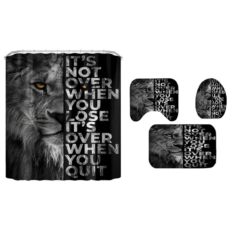 Head of Ferocious Lion Shower Curtain 4 PCS Toilet Lid Cover Anti-Slip Soft Rugs Bath Mat Kids Bathroom Set Home Decor
Head of Ferocious Lion Shower Curtain 4 PCS Toilet Lid Cover Anti-Slip Soft Rugs Bath Mat Kids Bathroom Set Home Decor