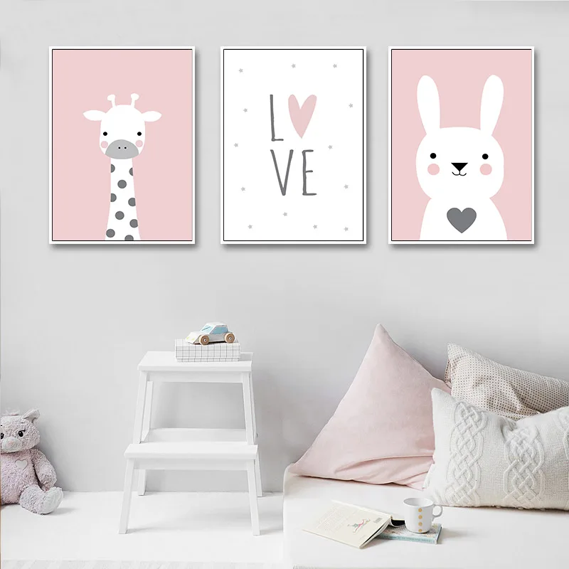 Baby Nursery Wall Art Canvas Print Poster Pink Cartoon Animal Giraffe Bunny Painting Decoration Picture Nordic Kid Girl Bedroom
Baby Nursery Wall Art Canvas Print Poster Pink Cartoon Animal Giraffe Bunny Painting Decoration Picture Nordic Kid Girl Bedroom