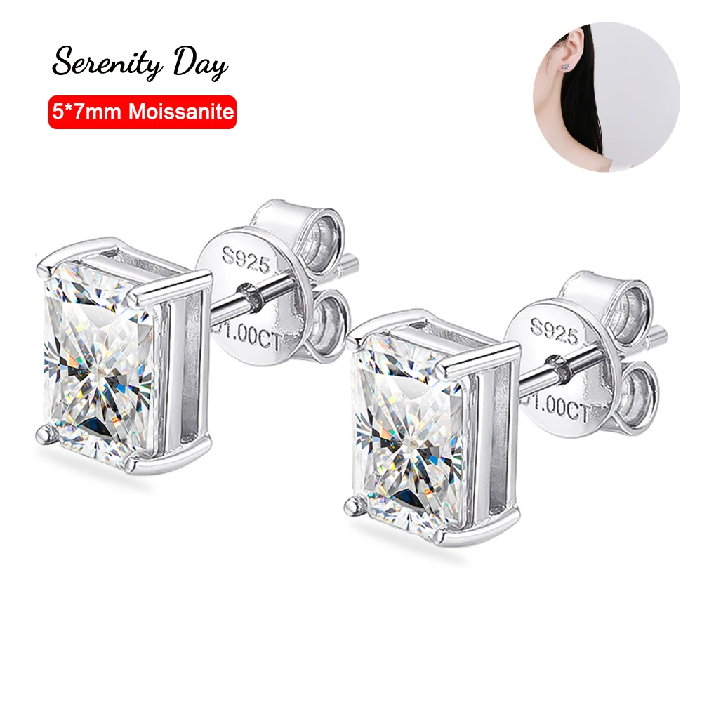 Serenity Day D Color 5*7mm Radiant and Emerald Cutting Moissanite Stud Earring For Women 100% S925 Silver Plate Rhodium Jewelry
Serenity Day D Color 5*7mm Radiant and Emerald Cutting Moissanite Stud Earring For Women 100% S925 Silver Plate Rhodium Jewelry