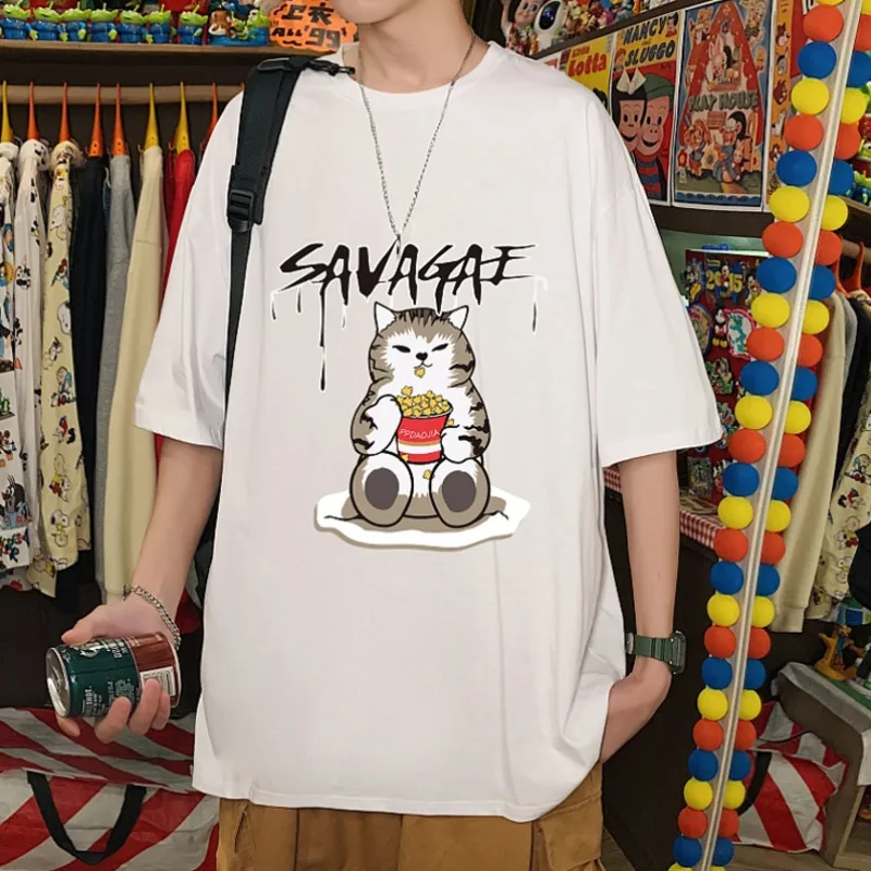 NoEstaMal Men T Shirts Popcorn Cat Print Cotton Tshirt Summer Men Japanese Short Sleeve Tees Streetwear Oversize O Neck Man Tops
NoEstaMal Men T Shirts Popcorn Cat Print Cotton Tshirt Summer Men Japanese Short Sleeve Tees Streetwear Oversize O Neck Man Tops
