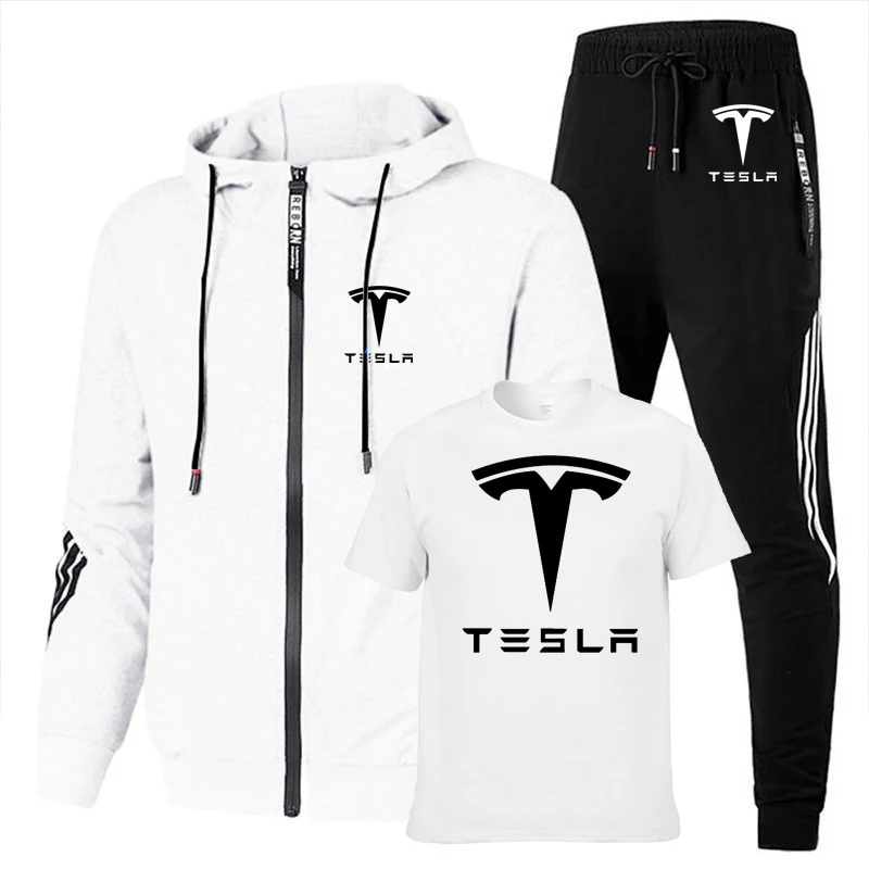 Men's suits Tesla Car Logo Printed Spring high quality cotton Fashion stripe Cotton Men's sweatshirt+T-shirt+sports pants 3-piec
Men's suits Tesla Car Logo Printed Spring high quality cotton Fashion stripe Cotton Men's sweatshirt+T-shirt+sports pants 3-piec