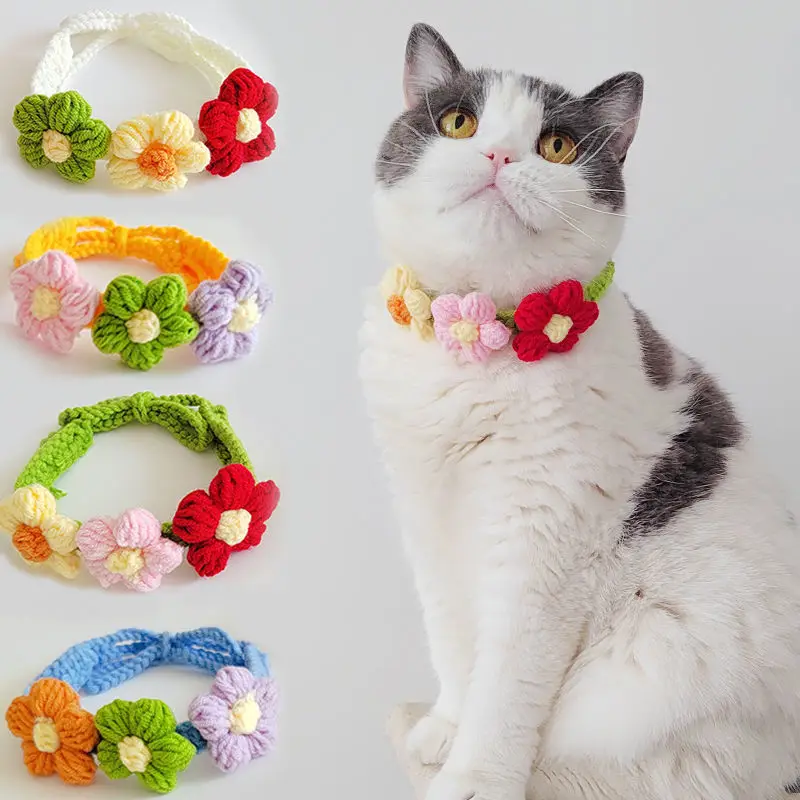 Cat Collar Knitted Silent Pet Collar Cute Dog Ornaments Wool Flower Crochet Ornaments Cat Collar with Bell Puppy Accessories
Cat Collar Knitted Silent Pet Collar Cute Dog Ornaments Wool Flower Crochet Ornaments Cat Collar with Bell Puppy Accessories