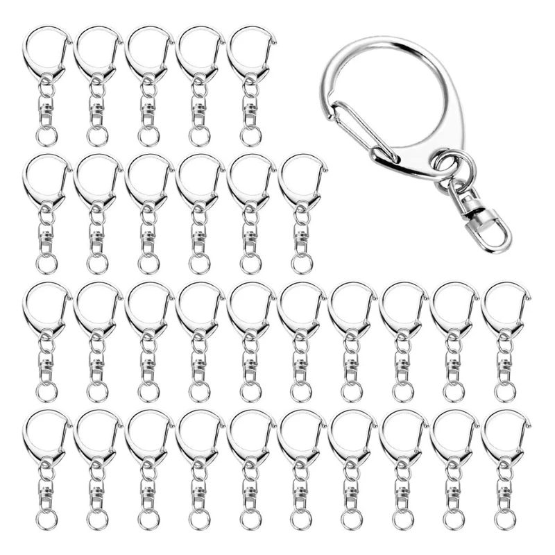 

XXFD 50PCS/Set Swivel Clasp Snap Hooks Trigger Clips D Rings Metal Lobster Claw Clasps for Making Snap Tabs Keychain Hardware