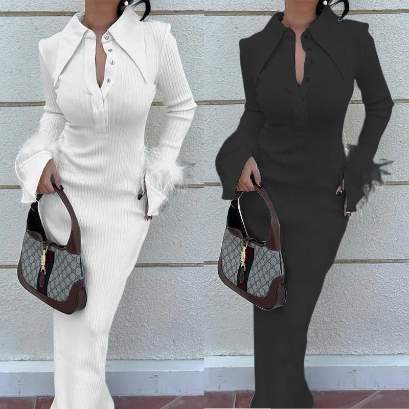 Spring 2023 new cross-border women's fashion lapels long sleeve feathers mid-length pit strip dress
Spring 2023 new cross-border women's fashion lapels long sleeve feathers mid-length pit strip dress
