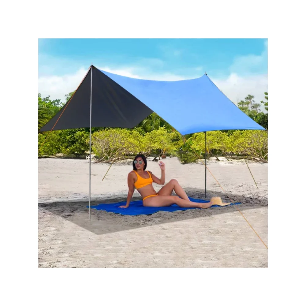 

SUGIFT Family Portable Sun Shelter Beach Tent Canopy 10' X 10' UPF50+ Blue Camping Tent Roof Top Tent USA