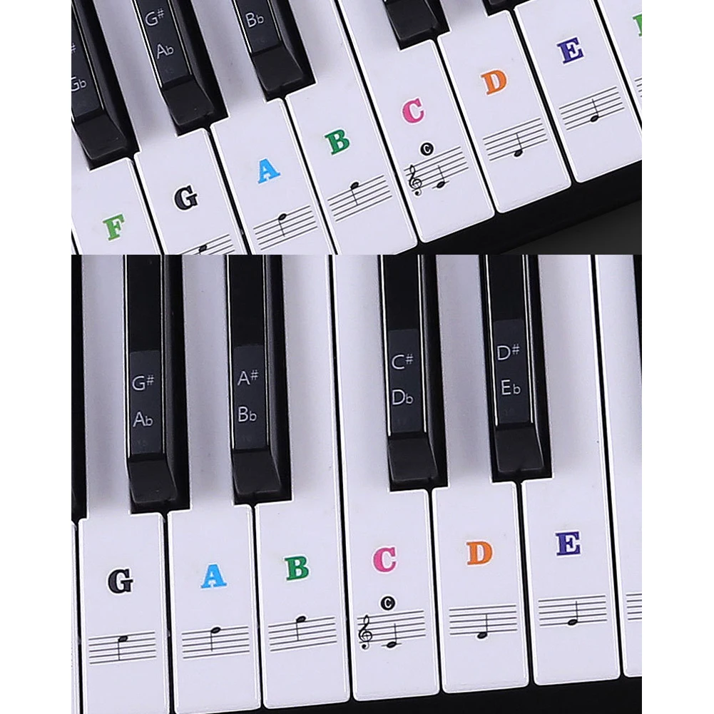 Transparent Colorful Piano Keyboard Stickers Note For 88/61/54/49/37Key Beginner C-D-E-F-G-A-B Piano Accessories
Transparent Colorful Piano Keyboard Stickers Note For 88/61/54/49/37Key Beginner C-D-E-F-G-A-B Piano Accessories