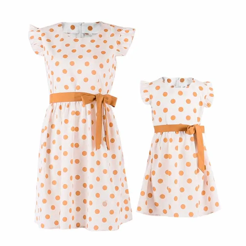 

Family Matching Clothes Mother Daughter Dresses Polka Dots Summer Women Baby Girl Dress Mom Baby Girls Dress Fashion Clothing