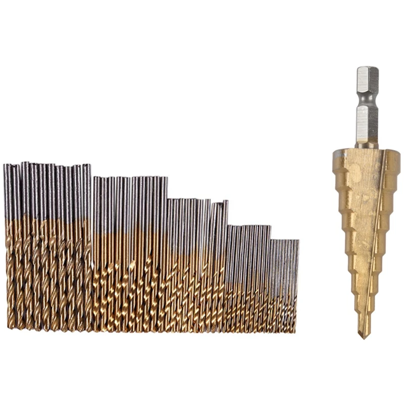 50Pcs 1/1.5/2.0/2.5/3Mm Hss Drill Bit Set & 1/4-Inch Hex Shank 3-12 4-20 4-12Mm Titanium Coated Step Drill Bit Set
50Pcs 1/1.5/2.0/2.5/3Mm Hss Drill Bit Set & 1/4-Inch Hex Shank 3-12 4-20 4-12Mm Titanium Coated Step Drill Bit Set