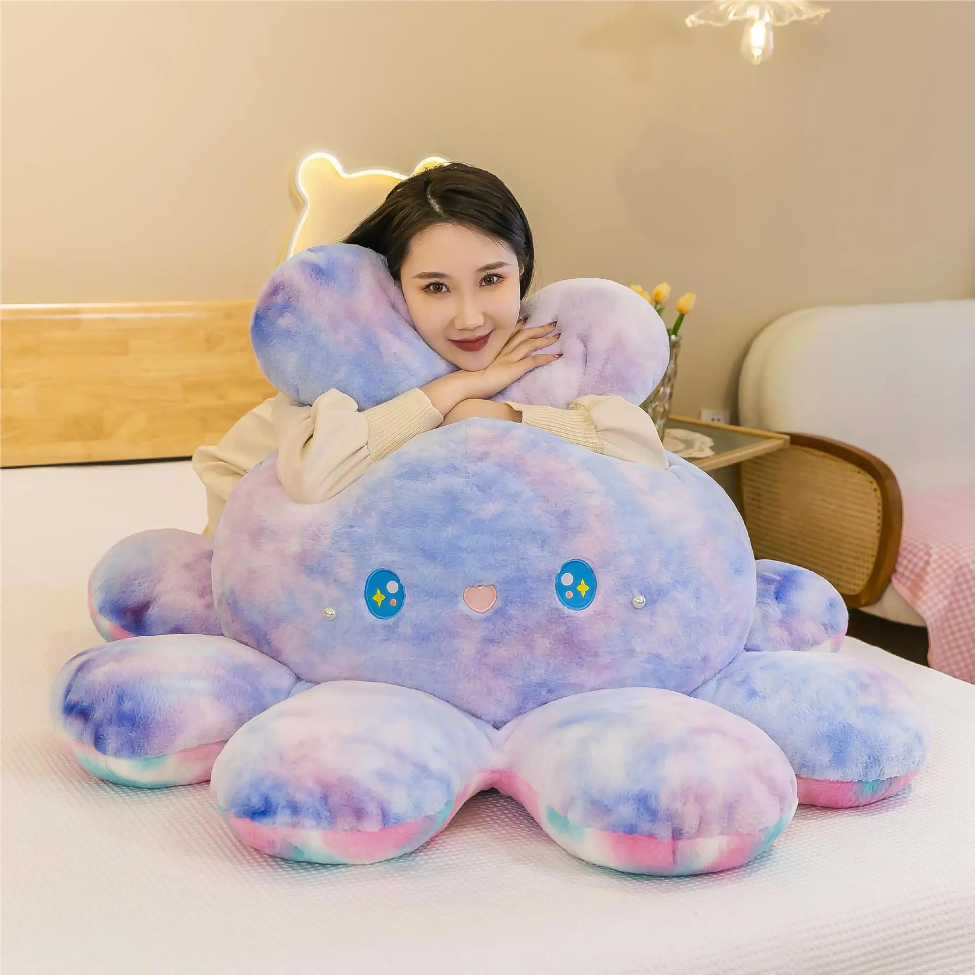 The doll's emotions flip on both sides and the face changes. Octopus plush toy doll, pillow, rabbit, cloth doll 
The doll's emotions flip on both sides and the face changes. Octopus plush toy doll, pillow, rabbit, cloth doll