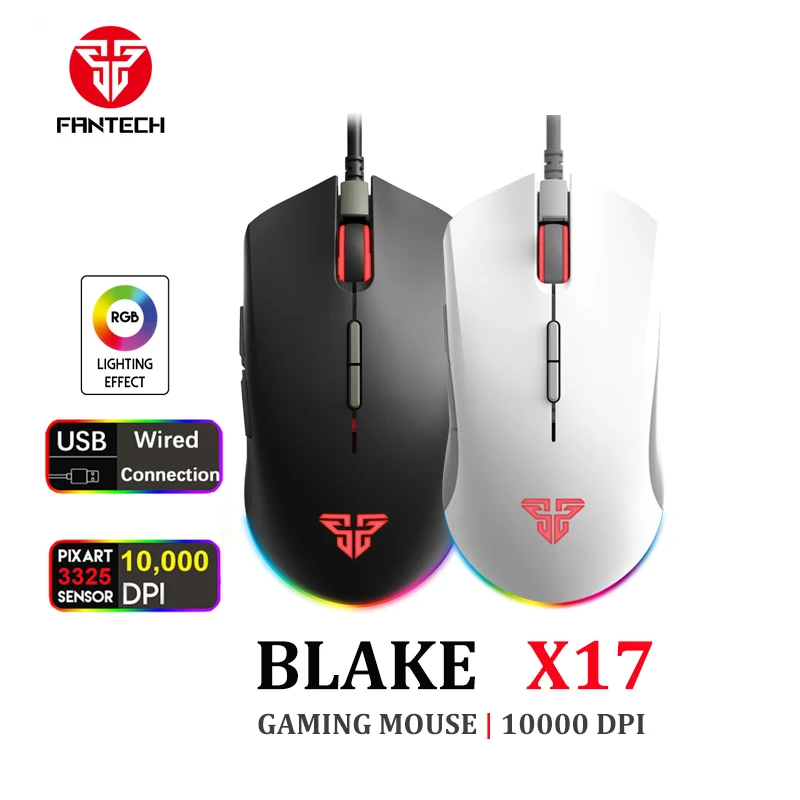 FANTECH X17 Professional Gaming Mouse PIXART 3325 10000DPI 7 Button Macro RGB Programmable Ergonomics USB Wired Mice For LOL FPS 
FANTECH X17 Professional Gaming Mouse PIXART 3325 10000DPI 7 Button Macro RGB Programmable Ergonomics USB Wired Mice For LOL FPS