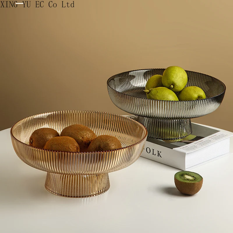 Transparent Glass Fruit Plate Tall Striped Storage Tray Home Living Room Decoration Creative Dried Fruit Tray Snack Tray
Transparent Glass Fruit Plate Tall Striped Storage Tray Home Living Room Decoration Creative Dried Fruit Tray Snack Tray