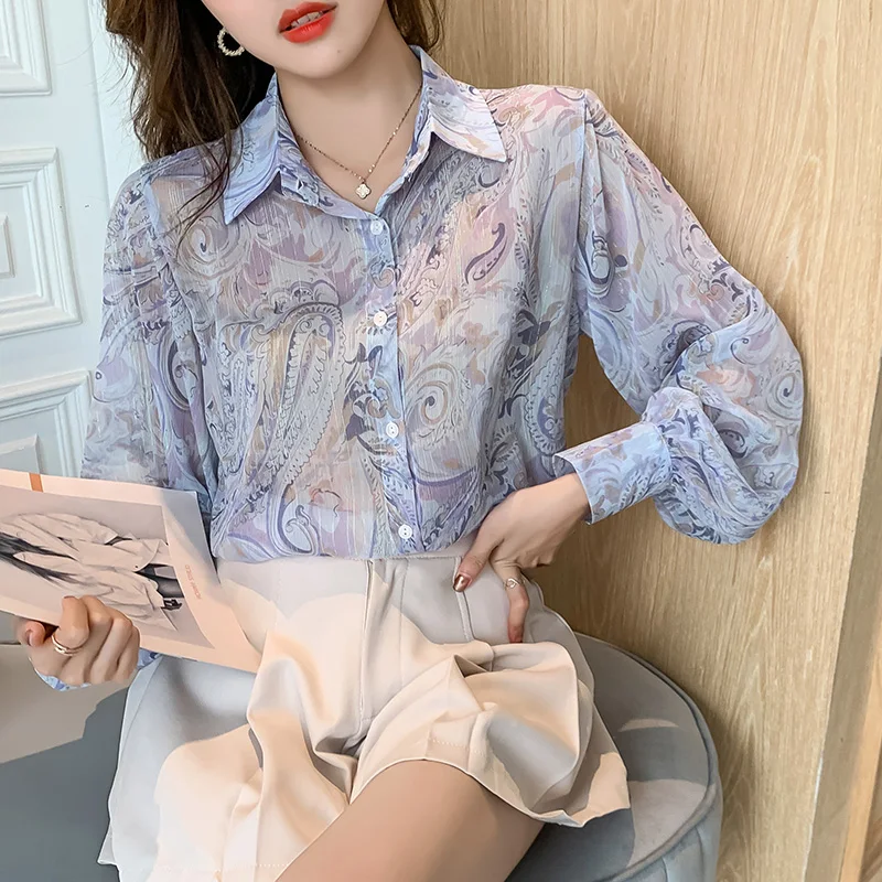 Print Chiffon Women's Blouse Polo Girl's Shirt.Spring Long Sleeve Top Fashion Casual Lady Clothing Houthion
Print Chiffon Women's Blouse Polo Girl's Shirt.Spring Long Sleeve Top Fashion Casual Lady Clothing Houthion