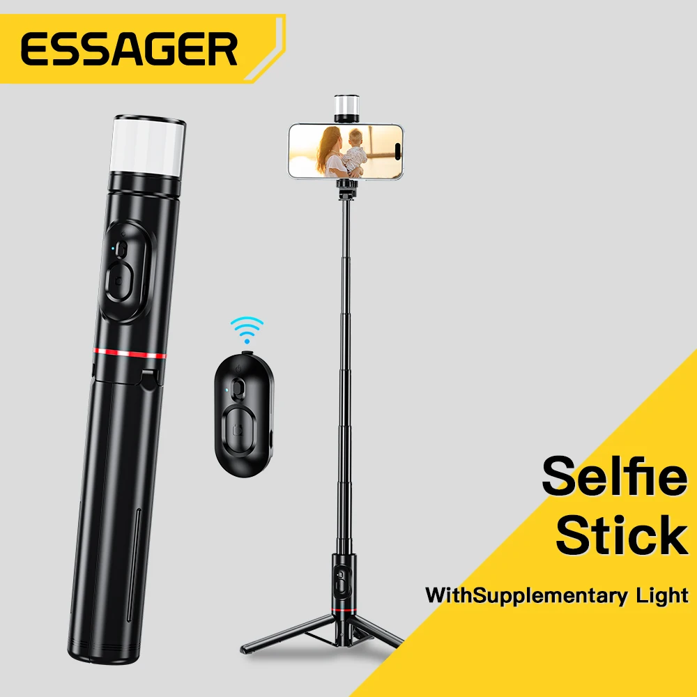 Essager Wireless Bluetooth Selfie Stick Detachable Remote Control Folding Tripod With Fill Light Self Stick For Photos and Video
Essager Wireless Bluetooth Selfie Stick Detachable Remote Control Folding Tripod With Fill Light Self Stick For Photos and Video