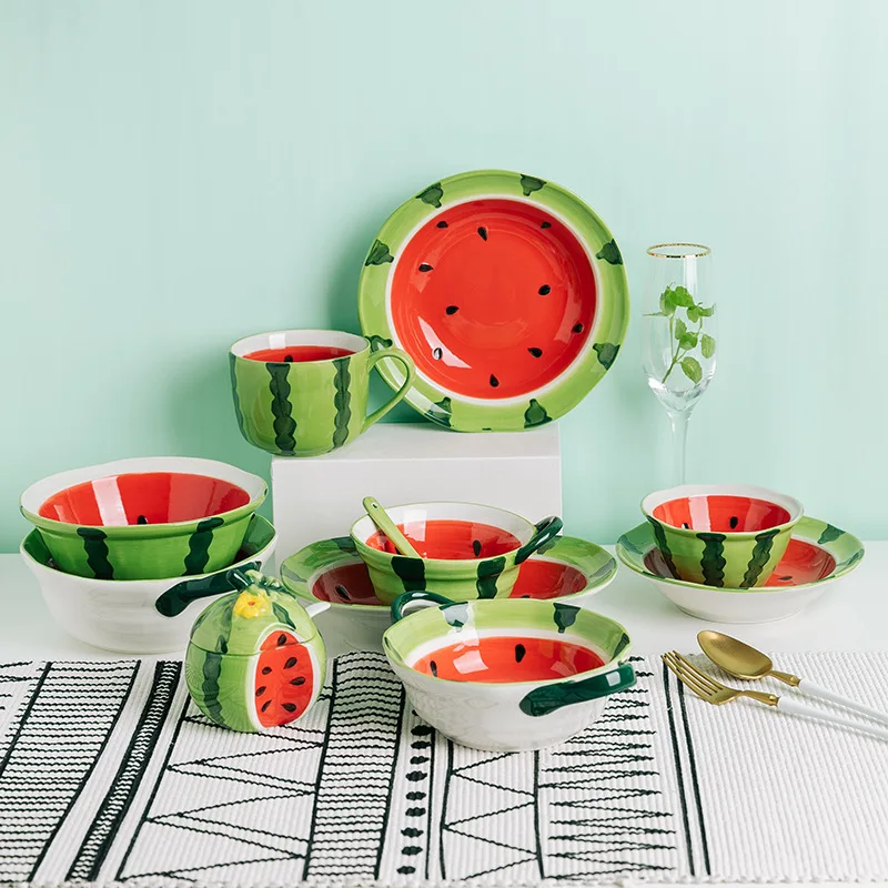 Watermelon Bowl Ceramic Bowl Plate Bowl Set Cute Bowl Girl Heart Hand-painted Tableware Children's Rice Bowl Soup Bowl Gift Box
Watermelon Bowl Ceramic Bowl Plate Bowl Set Cute Bowl Girl Heart Hand-painted Tableware Children's Rice Bowl Soup Bowl Gift Box
