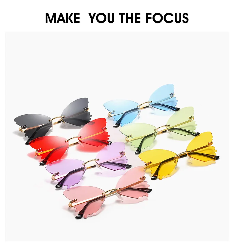 Personality Butterfly Shape Sunglasses Women's Dazzling Marine Film Rimless Sunglasses European And American INS Style Glasses
Personality Butterfly Shape Sunglasses Women's Dazzling Marine Film Rimless Sunglasses European And American INS Style Glasses