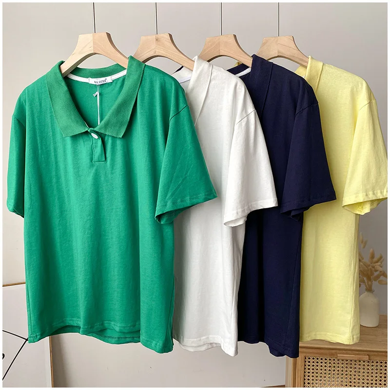 Pure Color New Simple Casual Loose Polo Collar Loose Western Style All-Matching Short Sleeve T-shirt Top
Pure Color New Simple Casual Loose Polo Collar Loose Western Style All-Matching Short Sleeve T-shirt Top