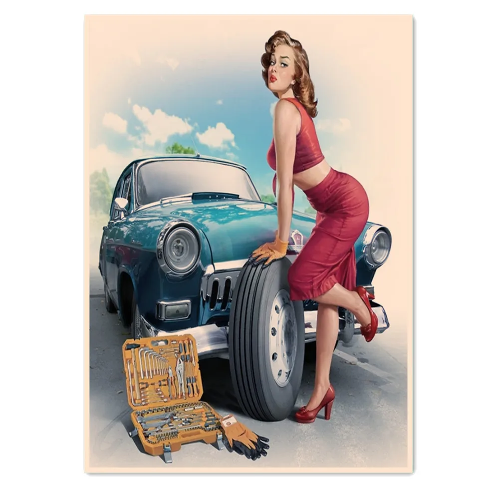Pin Up Girl repair car Art Poster Good Quality Vintage Printed Wall Art Painting USSR CCCP Publicity Poster Wall sticker Mural
Pin Up Girl repair car Art Poster Good Quality Vintage Printed Wall Art Painting USSR CCCP Publicity Poster Wall sticker Mural
