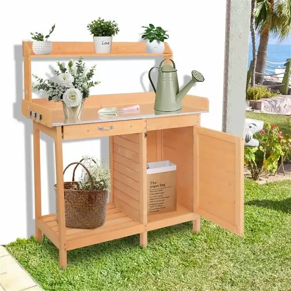 Chiludom Wooden Garden Counter Workbench Tool Stand Three Layers Rectangular with Drawers with Sink with Cabinets Wood Color
Chiludom Wooden Garden Counter Workbench Tool Stand Three Layers Rectangular with Drawers with Sink with Cabinets Wood Color