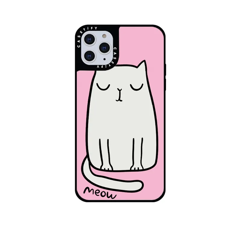 

CASETIFY Pink Cat Mirror Case For IPhone 11 12 13 14ProMax 11 12 13 14Pro XsMax XR X XS 6S 7 8 SE 7P 8P 14Plus Back Cover E0525