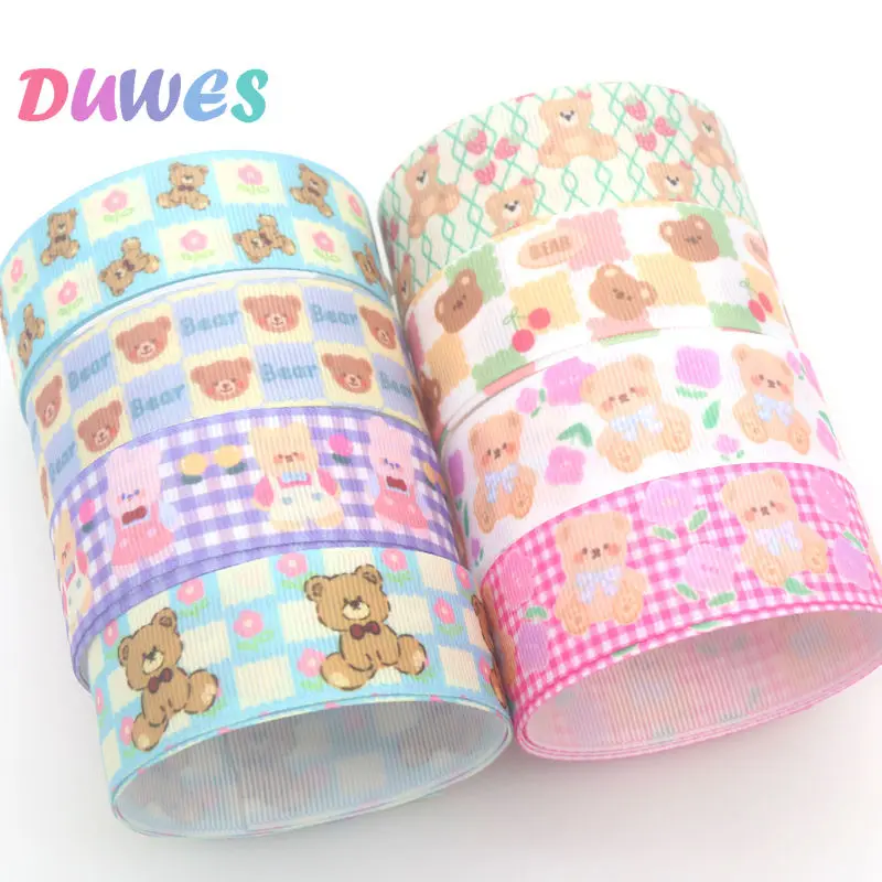 DUWES 50yards Bear Japan Kawaii Plaid Printed Grosgrain Ribbon Accessories Material Headwear Decoration DIY Sewing Craft D1840
DUWES 50yards Bear Japan Kawaii Plaid Printed Grosgrain Ribbon Accessories Material Headwear Decoration DIY Sewing Craft D1840
