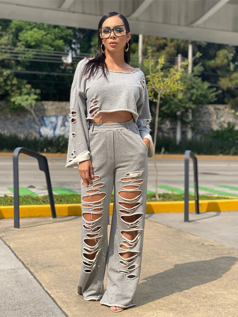 Holes Hollow Out Tracksuit Women Two Piece Pants Sets Autumn Clothing Full Sleeve Crop Top Long Pants Suit Casual 2 Piece Outfit
Holes Hollow Out Tracksuit Women Two Piece Pants Sets Autumn Clothing Full Sleeve Crop Top Long Pants Suit Casual 2 Piece Outfit