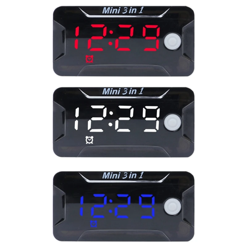 

Универсальные электронные часы для мотоциклов 3-в-1, термометр, вольтметр, пыленепроницаемые светодиодные часы, цифровой дисплей для Dc 8V-72V