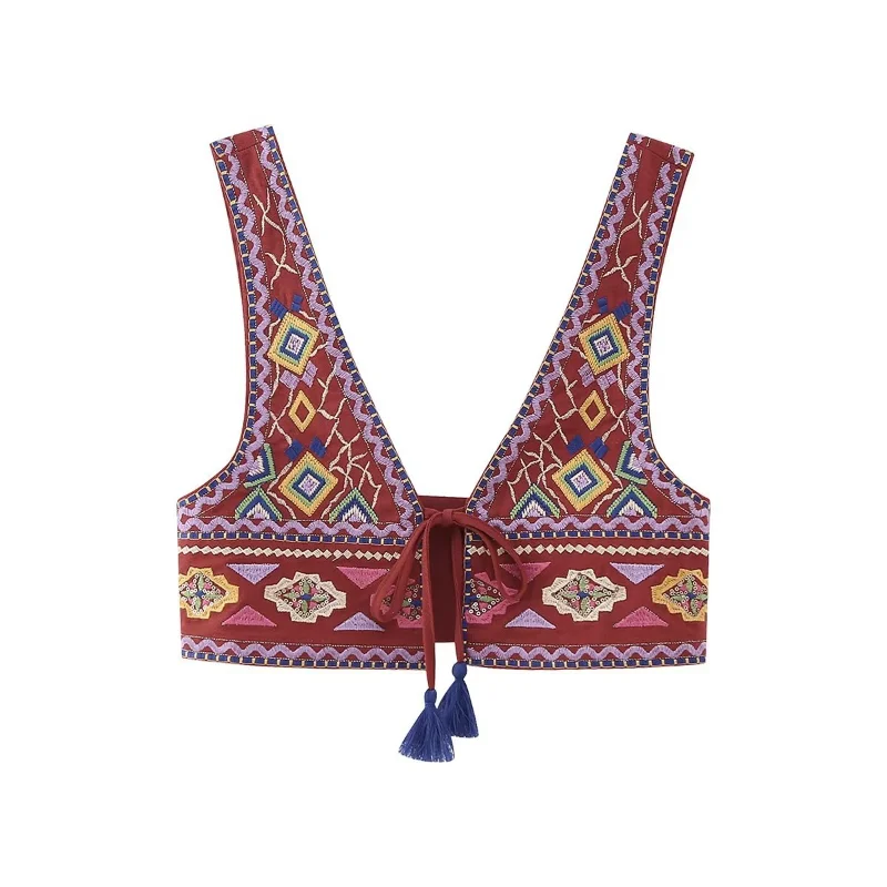 Women Vintage Embroidery Short Vest Jacket Ladies National Style Vests for Women Backless Sexy WaistCoat Tops
Women Vintage Embroidery Short Vest Jacket Ladies National Style Vests for Women Backless Sexy WaistCoat Tops