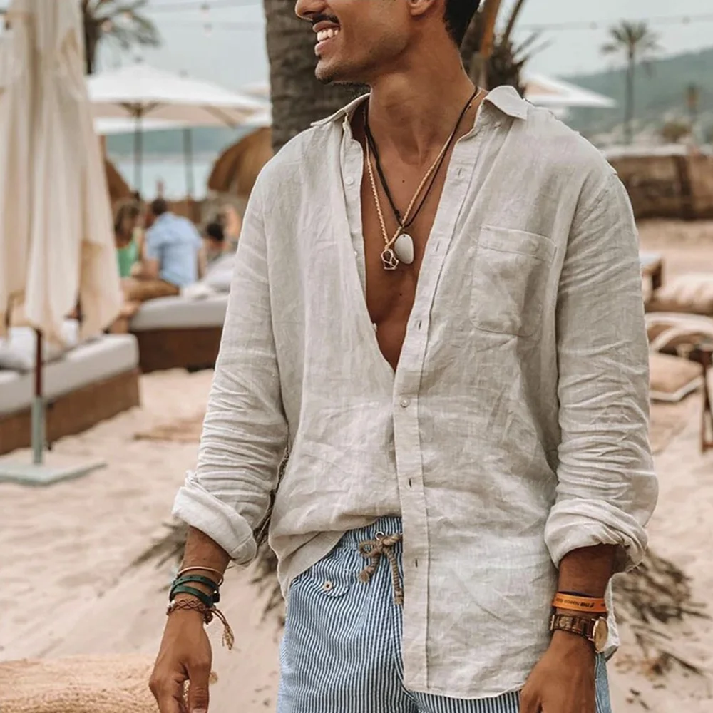 Helisopus Весна и лето новая мужская повседневная рубашка из хлопка и льна Свободный Топ с коротким рукавом Футболка Повседневная Красивая мужс...
Helisopus Весна и лето новая мужская повседневная рубашка из хлопка и льна Свободный Топ с коротким рукавом Футболка Повседневная Красивая мужс...