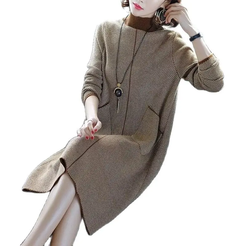 2023 Autumn Winter New Thousand Bird Knitted Sweater Dress Women's Clothing Large Size Slim Turtleneck Jersey Dress AC930
2023 Autumn Winter New Thousand Bird Knitted Sweater Dress Women's Clothing Large Size Slim Turtleneck Jersey Dress AC930