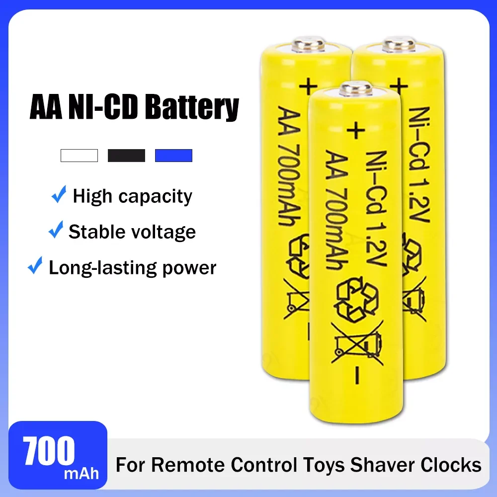 1.2V 700mAh AA Rechargeable NI-CD Battery For Alarm Clocks Remote Control Shaver Toys LED Lights Microphone NI CD NICD Batteria
1.2V 700mAh AA Rechargeable NI-CD Battery For Alarm Clocks Remote Control Shaver Toys LED Lights Microphone NI CD NICD Batteria