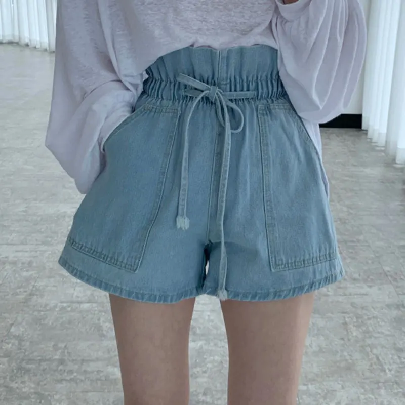 Women Casual Simple Denim Shorts Summer New High Waist Elastic Waist Ruffle Vintage Casual Hot Pants Female Roupas Femininas
Women Casual Simple Denim Shorts Summer New High Waist Elastic Waist Ruffle Vintage Casual Hot Pants Female Roupas Femininas