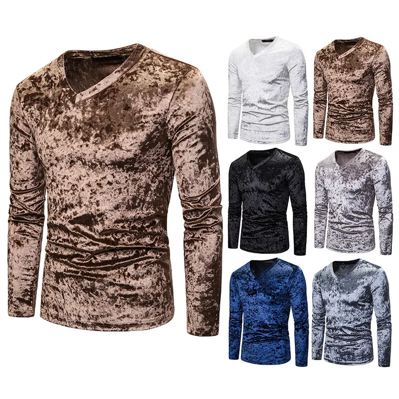 New fashion style v-neck soft velvet tee shirt arrivals mens dance fashion clothes comfortable long sleeve gold velvet t shirts
New fashion style v-neck soft velvet tee shirt arrivals mens dance fashion clothes comfortable long sleeve gold velvet t shirts