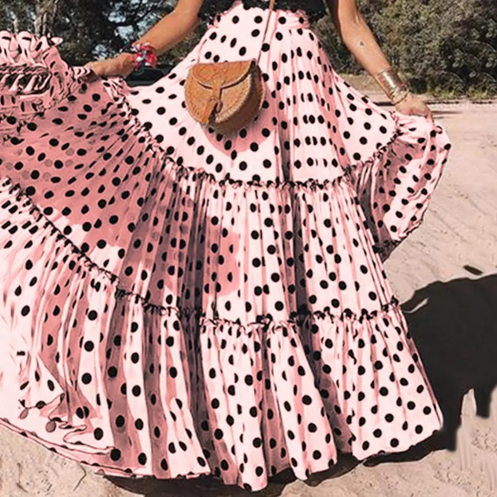 High Waist Polka Dot Skirt Ruffle Summer Women Plus Size Ruffled A Line Swing Maxi Skirt
High Waist Polka Dot Skirt Ruffle Summer Women Plus Size Ruffled A Line Swing Maxi Skirt