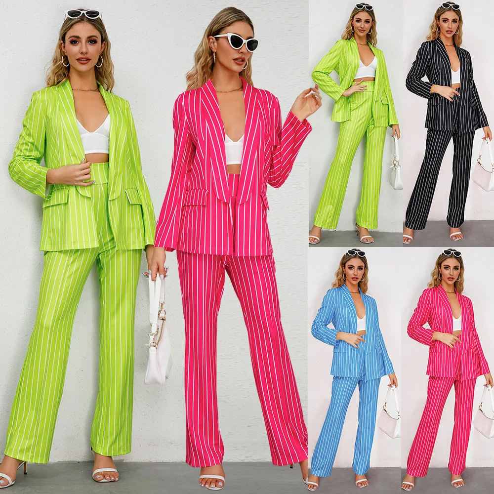 Autumn Winter New Women's Fashion Striped Blazer And Straight Wide Leg Pants Suit Office Lady Commuter Blue Suit Two Piece Set
Autumn Winter New Women's Fashion Striped Blazer And Straight Wide Leg Pants Suit Office Lady Commuter Blue Suit Two Piece Set