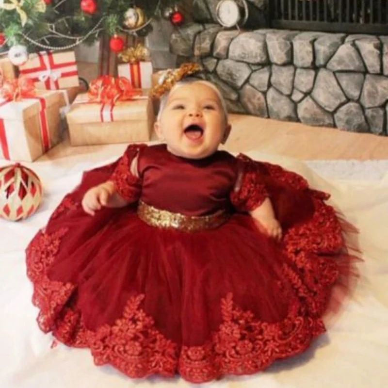 

2023 Ceremony Infant 1st Birthday Dress For Baby Girl Clothes Sequin Dress Princess Dresses Party Baptism Clothing 0 1 2 Year