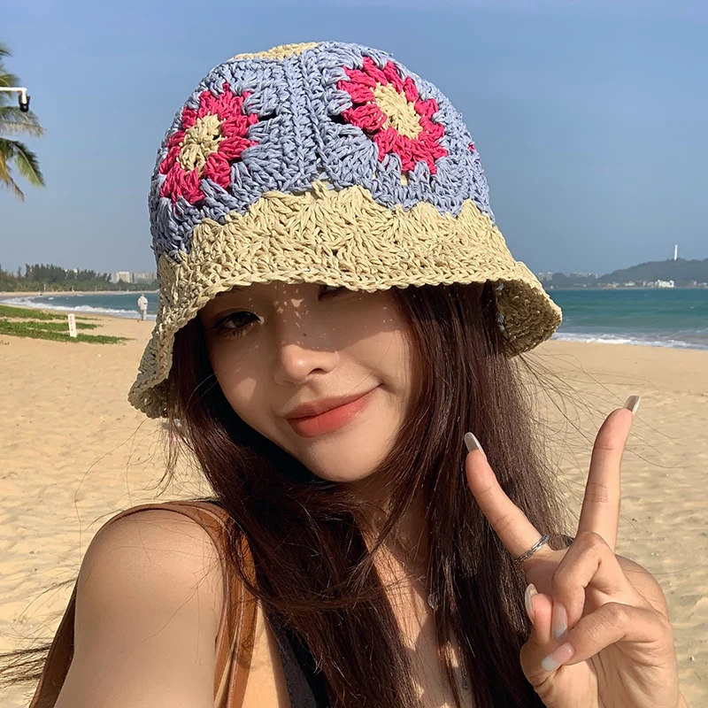 2023 New Korean Hand-woven Hat Women Summer Hollow Straw Hats Outdoor Vacation Sunscreen Sunshade Bucket Cap Foldable Sun Caps
2023 New Korean Hand-woven Hat Women Summer Hollow Straw Hats Outdoor Vacation Sunscreen Sunshade Bucket Cap Foldable Sun Caps