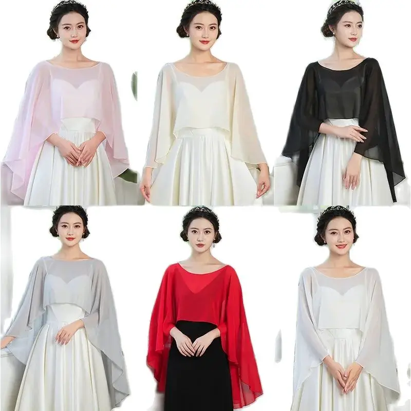 Women Black Chiffon Bolero Wedding Elegant Simple Soft Casual Cape Dress Prom Party Shrug For Lady Evening Dress Red White Shawl
Women Black Chiffon Bolero Wedding Elegant Simple Soft Casual Cape Dress Prom Party Shrug For Lady Evening Dress Red White Shawl
