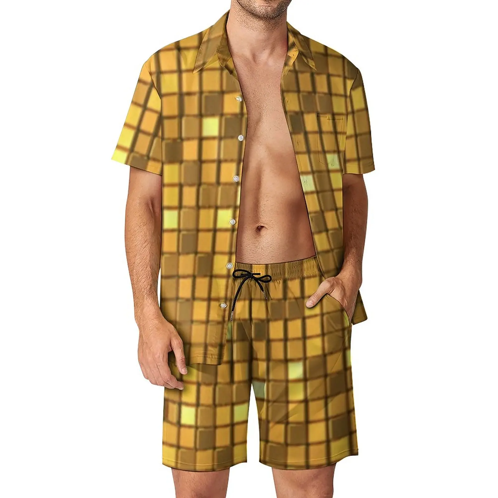 Disco Ball Print Men Sets Golden Shiny Trending Casual Shirt Set Short-Sleeved Shorts Summer Outdoor Suit Large Size
Disco Ball Print Men Sets Golden Shiny Trending Casual Shirt Set Short-Sleeved Shorts Summer Outdoor Suit Large Size