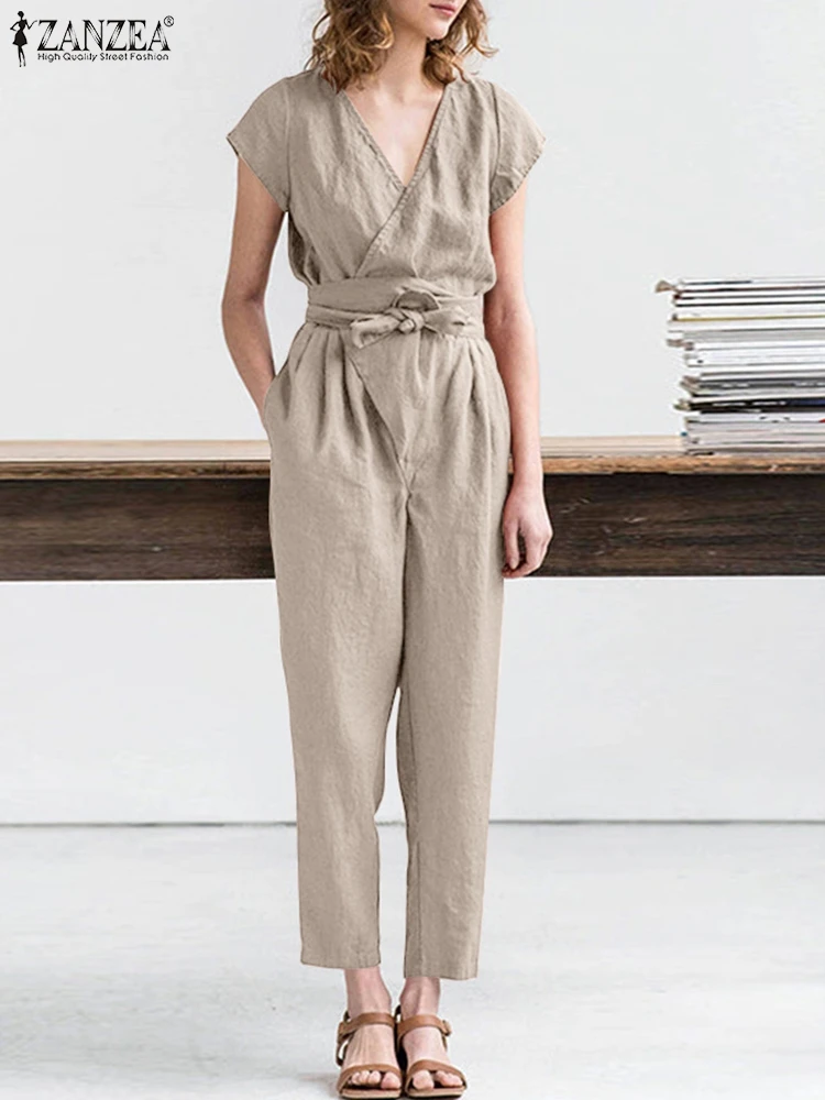 2022 ZANZEA Summer Women Jumpsuit Elegant Casual Loose Vintage Party Work Pants V-Neck Short Sleeve Solid Color Lace-Up Rompers
2022 ZANZEA Summer Women Jumpsuit Elegant Casual Loose Vintage Party Work Pants V-Neck Short Sleeve Solid Color Lace-Up Rompers