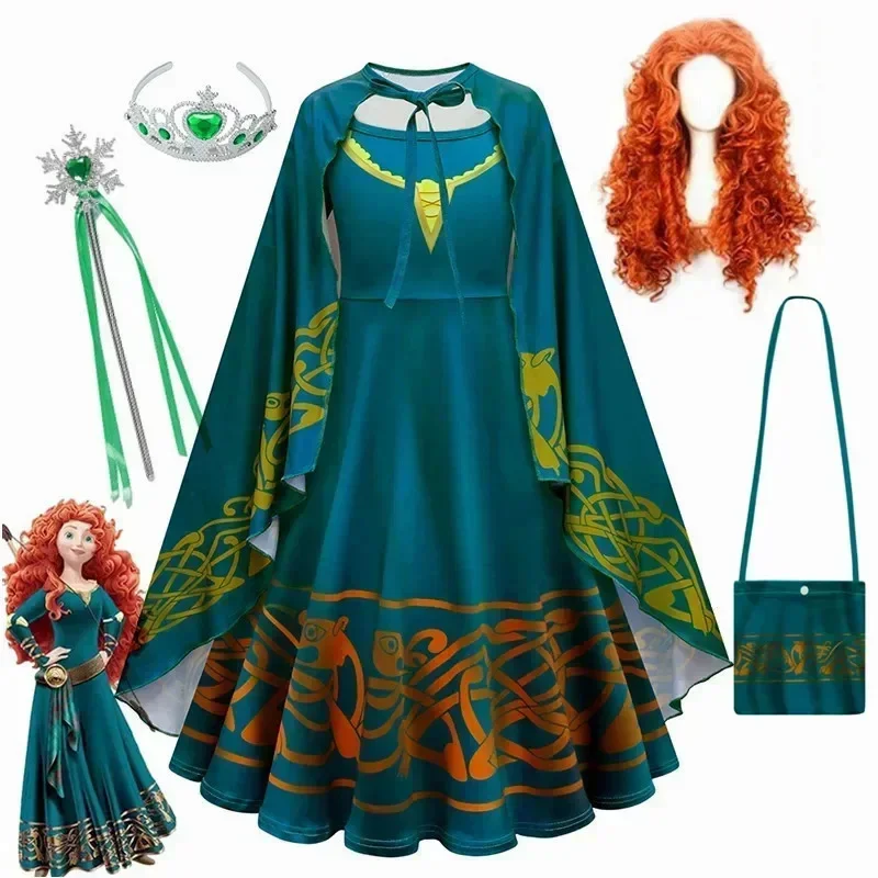 Новый костюм Brave Merida 2024 рождественское платье принцессы для девочек детское