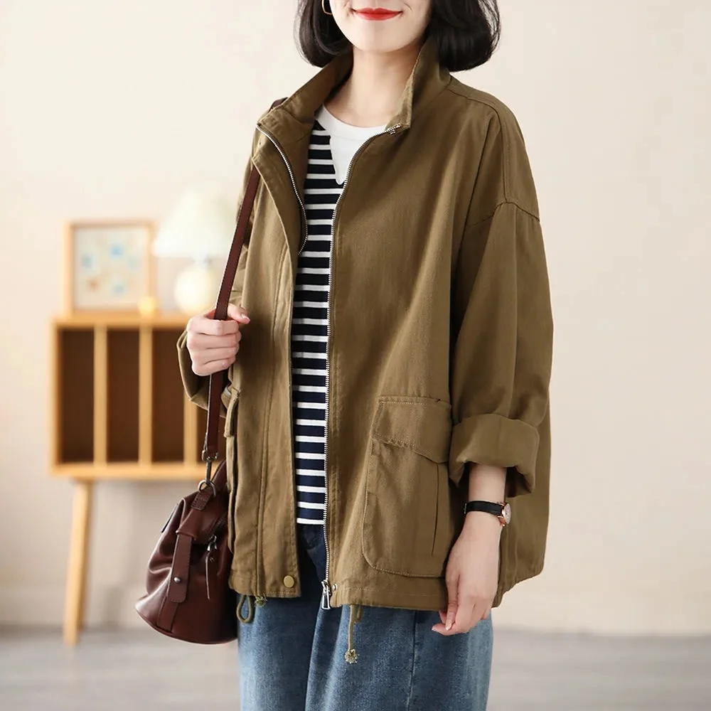 Safari Style Cotton Jacket Women Spring Summer Oversize Loose Coat Casual Top Lady Thin Outerwear Zipper Windbreaker No Lining
Safari Style Cotton Jacket Women Spring Summer Oversize Loose Coat Casual Top Lady Thin Outerwear Zipper Windbreaker No Lining