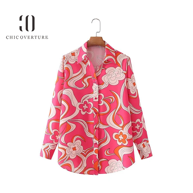 Chic Overture V-Neck Turn-Down Collar Long Sleeve Women Shirt Magenta Color Floral Print Sun Wear Shirts Camisas De Mujer
Chic Overture V-Neck Turn-Down Collar Long Sleeve Women Shirt Magenta Color Floral Print Sun Wear Shirts Camisas De Mujer