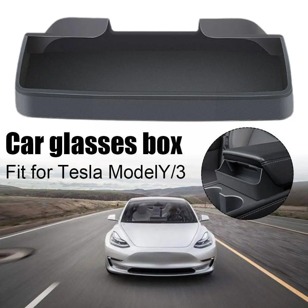 

Футляр для очков Tesla Model 3 Y, центральный подлокотник, скрытый ящик для хранения, органайзер, аксессуары для интерьера, серый цвет, H0U0