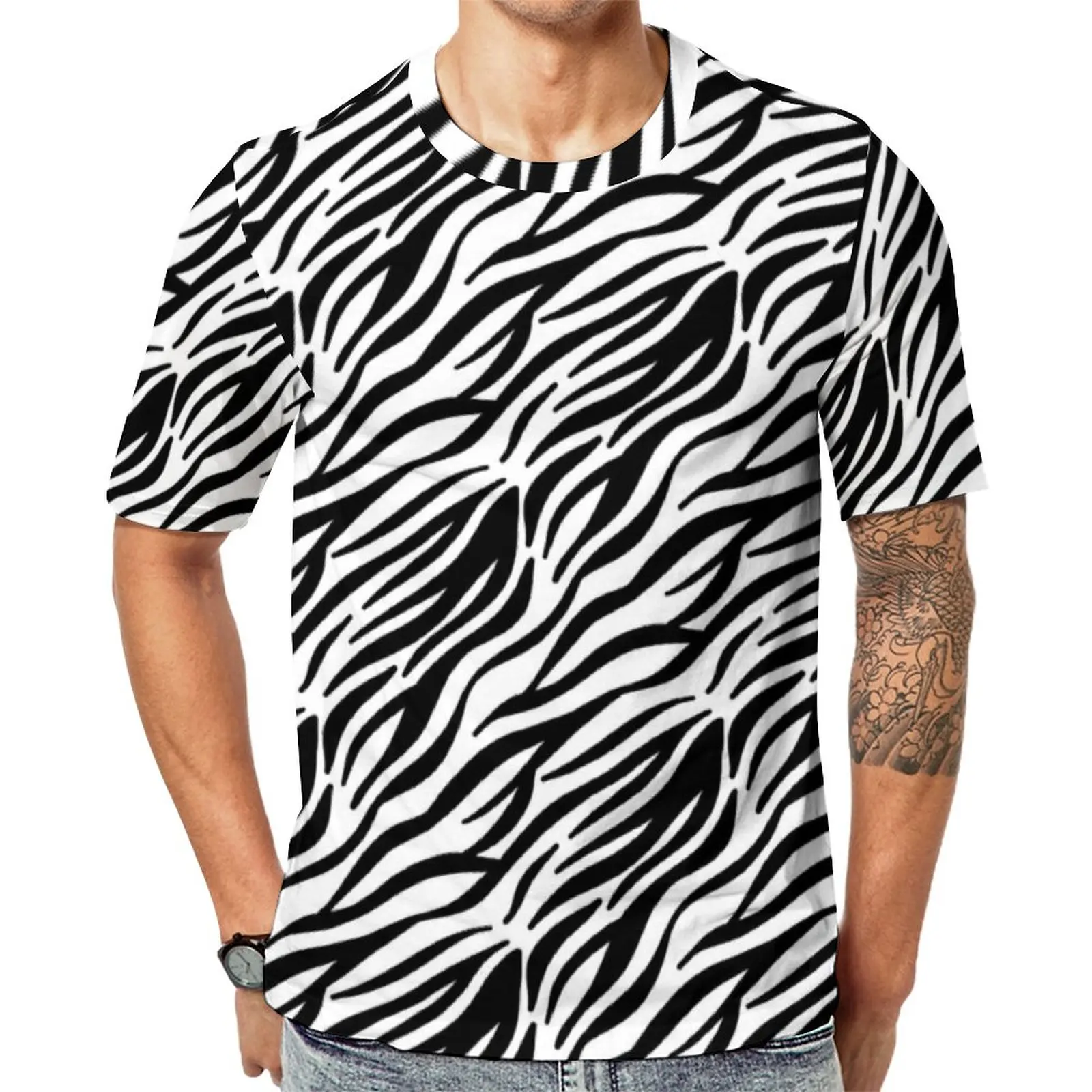 Black And White Zebra T-Shirt Stripes Print Street Style T Shirts Crew Neck Trending Tee Shirt Summer Men Tees Plus Size 4XL 5XL
Black And White Zebra T-Shirt Stripes Print Street Style T Shirts Crew Neck Trending Tee Shirt Summer Men Tees Plus Size 4XL 5XL