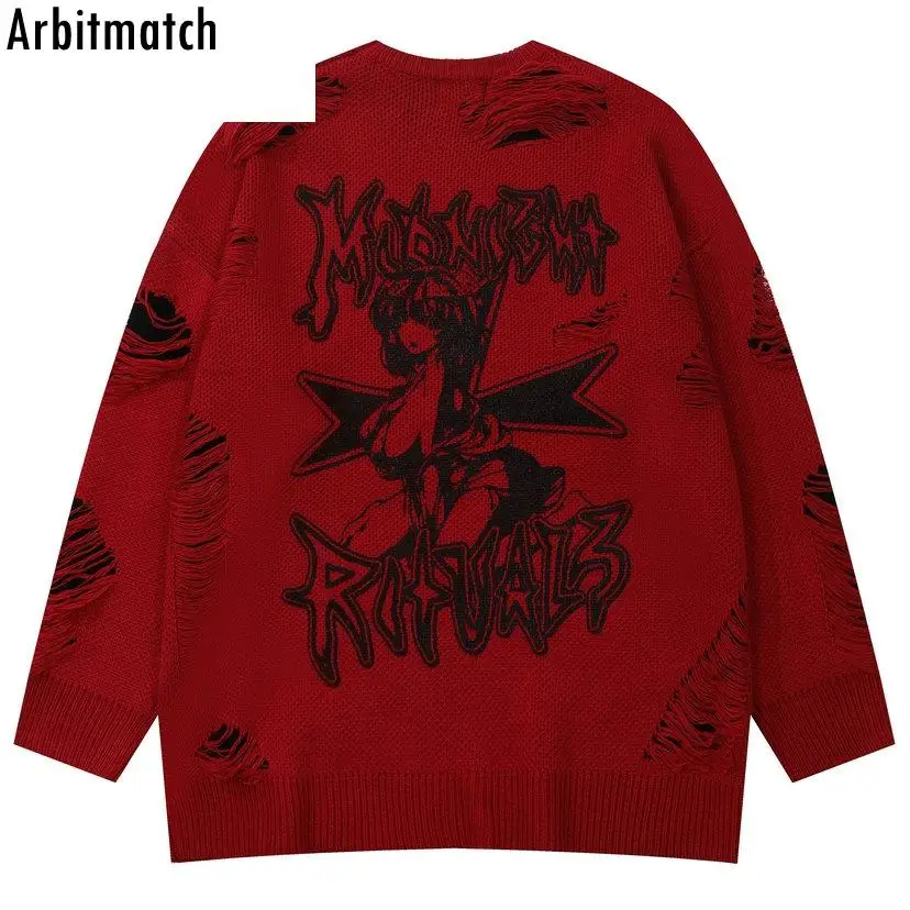 Hip Hop Punk Knitwear Men Sweaters 2022 Harajuku Fashion Anime Embroidery Hole Loose Tops Casual Streetwear Pullover Sweaters
Hip Hop Punk Knitwear Men Sweaters 2022 Harajuku Fashion Anime Embroidery Hole Loose Tops Casual Streetwear Pullover Sweaters