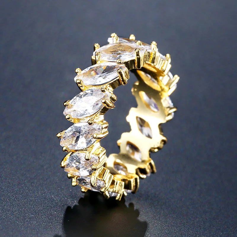 Luxury Gold Plated Engagement Wedding Band Party Jewelry AAAAA Cubic Zirconia Marquise Cut Eternity Promise Rings for Women
Luxury Gold Plated Engagement Wedding Band Party Jewelry AAAAA Cubic Zirconia Marquise Cut Eternity Promise Rings for Women